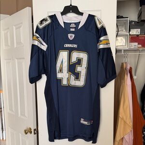 Reebok Navy and White Football Jersey